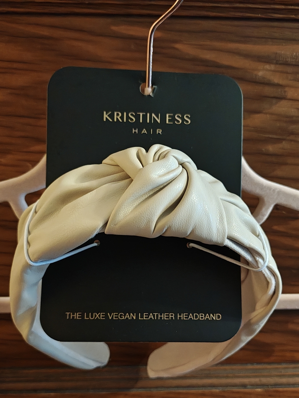 Kristin Ess Luxe Vegan Leather Knot Headband — Cream